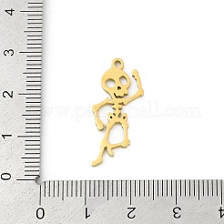 304ステンレスペンダント  スケルトンチャーム  レーザー切断  ゴールドカラー  26.5x11.5x1.5mm  穴：1.5mm&nbsp;LS-STAS-U041-02A-G