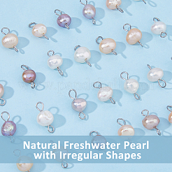 Natural Cultured Freshwater Pearl Connector Charms&nbsp;PALLOY-FH00005