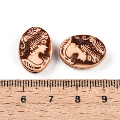不透明なアクリルビーズ  女の子の模様で楕円形  桃パフ  17.3x13x5.5~6mm  穴：1.6mm  約543個/500g&nbsp;SACR-T017-32