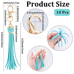 10Pcs Imitation Leather with Light Gold Alloy Clasps Tassel Big Pendants Decorations&nbsp;AJEW-CL0003-14D