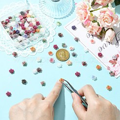 100 個のプラスチックカボション  花  ミックスカラー  9x9x5mm&nbsp;KY-CJ0002-18