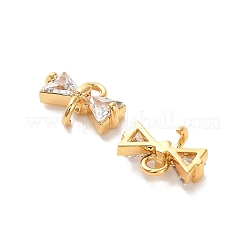Brass Cubic Zirconia Connector Charms&nbsp;KK-D300-10G