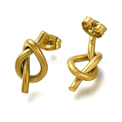 Ion Plating(IP) 304 Stainless Steel Knot Stud Earrings&nbsp;EJEW-C117-01G