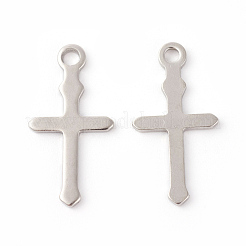 変色しにくい201ステンレススチールペンダント  クロス  ステンレス鋼色  24x12x1mm  穴：2mm&nbsp;STAS-F192-067P