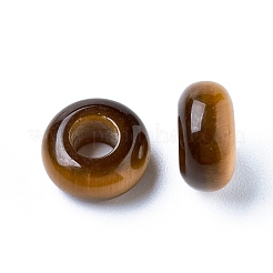 ナチュラルタイガーアイヨーロッパビーズ  大穴ビーズ  ロンデル  12x6mm  穴：5mm&nbsp;X-G-G740-12x6mm-10