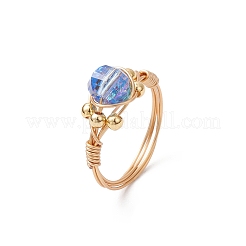 8Pcs Transparent Electroplate Glass Finger Rings for Women&nbsp;RJEW-JR00921-01