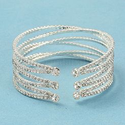 Iron Alloy Rhinestone Cuff Bangles&nbsp;BJEW-B052-01S