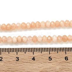 染め天然マレーシアジェイド翡翠ロンデルビーズ連売り  多面カット  ダークオレンジ  4x2~3mm  穴：1mm  約110~115個/連  14インチ&nbsp;G-E316-2x4mm-01