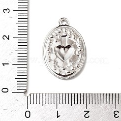 304ステンレスペンダント  オーバル ハートチャーム付き  変色防止  ステンレス鋼色  22.5x15x2mm  穴：1.4mm&nbsp;STAS-H482-05P