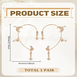 2Pcs 2 Style Alloy Rhinstone Sparkling Butterfly Cuff Earrings&nbsp;EJEW-LP0012-12G