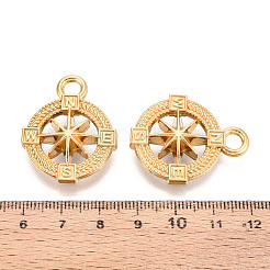 304ステンレスペンダント  コンパス  イオンプレーティング（ip）  18KGP本金メッキ  32x26x7mm  穴：4.2mm&nbsp;STAS-N114-41G