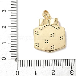 クリスマスブラスマイクロパヴェキュービックジルコニアペンダント  エナメル  ゴールドカラー  ボックス  21.5x18x3.5mm  穴：5x2.5mm&nbsp;KK-K305-07E-02