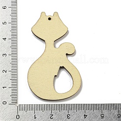 ウッドペンダント  ハロウィンモチーフ  ブラック  猫の形  55x32x3mm  穴：2mm&nbsp;WOOD-M012-02R
