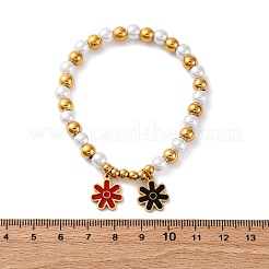 201 Stainless Steel Round Beaded Stretch Bracelets&nbsp;BJEW-C090-03G-F