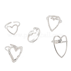 5Pcs 304 Stainless Steel Open Cuff Rings for Women&nbsp;RJEW-K313-12P