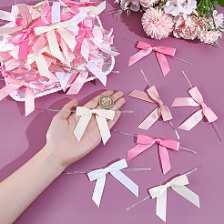 90個 6スタイル ポリエステル包装リボン 蝶結び  鉄線ツイストタイ付き  DIYギフトラップ装飾用  結婚式のお菓子パーティーの装飾  ミックスカラー  150x70mm&nbsp;AJEW-GA0008-14