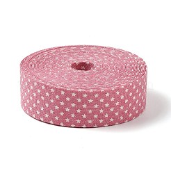 5m コットンリネン ストライププリントリボン  服飾材料  淡いバイオレットレッド  1インチ（25mm）  約5.47ヤード（5m）/ロール&nbsp;LS-OCOR-K008-01B-04