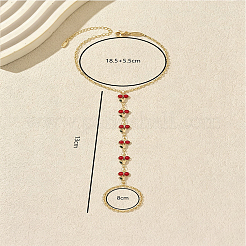 Bohemian Brass Enamel Red Cherry Charm Hand Chain Finger Ring Bracelets for Women&nbsp;LZ1117