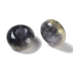 ツートン樹脂ヨーロピアンビーズ  大穴ビーズ  ロンデル  ブラック  13.5x8mm  穴：5mm&nbsp;RESI-F055-09A