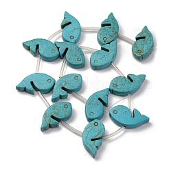 合成ターコイズビーズ連売り  染め  魚  ターコイズ  16x32x7mm  穴：1mm  約184個/1000g&nbsp;G-C147-13A
