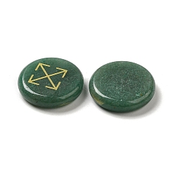 13Pcs Flat Round Natural Green Aventurine Rune Stones&nbsp;G-K335-08B
