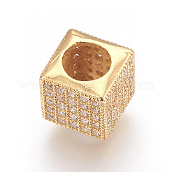 Brass Micro Pave Cubic Zirconia European Beads&nbsp;KK-O106-32G
