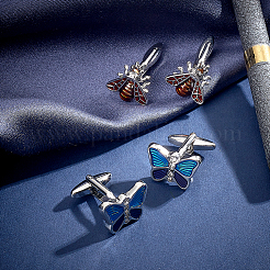 2 Pairs 2 Styles Brass Resin Cufflinks&nbsp;FIND-GA0008-58