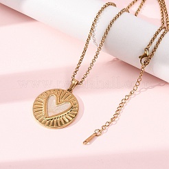 304 Stainless Steel White Enamel Pendant Necklaces for Women&nbsp;NJEW-F378-02G-02