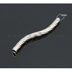 真鍮製チューブビーズ  カーブ  プラチナカラー  25x2mm  穴：1mm&nbsp;KK-H662-N
