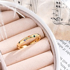 女性用真鍮マイクロパヴェキュービックジルコニアカフ指輪  長持ちメッキ  ラックめっき  鉛フリー＆カドミウムフリー  18KGP本金メッキ  調整可能  3mm&nbsp;RJEW-G337-20G
