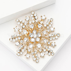 Alloy and Clear Glass Rhinestone Christmas Snowflake Brooch for Women&nbsp;PW-WG5C554-01