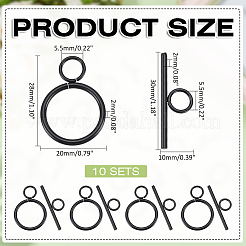 イオンプレーティング(IP) 304ステンレススチールマンテル10個  リング  ブラック  リング：28x20x2mm  穴：5.5mm  バー：30x10x2mm  穴：5.5mm  10個/セット&nbsp;STAS-ME0001-87
