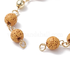 Dyed Natural Lava Rock Round Beaded Chain Bracelet Making&nbsp;AJEW-JB01206-02
