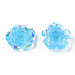 クリア樹脂カボション  ABカラーメッキ  花バラ  ミックスカラー  19x18.5x8mm&nbsp;X-CRES-N030-001C