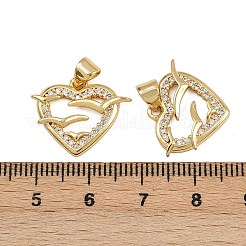 真鍮製マイクロパヴェキュービックジルコニアペンダント  ハート  16KGP本金メッキ  16x19x3mm  穴：3x4mm&nbsp;ZIRC-I367-12G-01