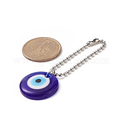 Flat Round with Evil Eye Glass Pendant Decoration&nbsp;HJEW-JM00883