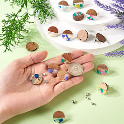 Walnut Wood Flat Round Stud Earrings&nbsp;MAK-TA0001-24