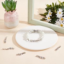 ラックメッキ真鍮クリアキュービックジルコニア時計バンド留め金10個  カドミウムフリー＆鉛フリー  長持ちメッキ  葉  プラチナ  32x6x4mm  穴：3x3.7mm&nbsp;KK-SC0003-11P