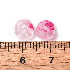 透明なアクリルビーズ  フラットラウンド  ツートン  ピンク  7x4mm  穴：1.8mm  65~70個/セット&nbsp;OACR-S069-01D