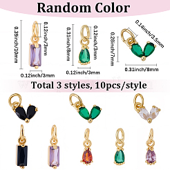 30Pcs 3 Styles Brass Micro Pave Cubic Zirconia Charms&nbsp;ZIRC-SC0001-39
