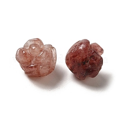 天然ストロベリークォーツ彫刻花散らしビーズ  ローズ  8.5~10x10x10.5mm  穴：1mm&nbsp;G-O156-B-22