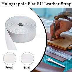 4.6~5m レーザーフラット模造革コード  衣服の装飾用の虹色のコード  銀  25x0.8mm  約4.6~5m /ロール&nbsp;LC-GF0001-06E-01