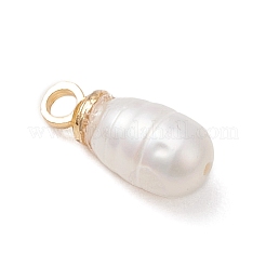 天然養殖淡水真珠ライスチャーム  真鍮のベイルと  ゴールドカラー  乳白色  8~10.5x4~4.5mm  穴：1.6mm&nbsp;PALLOY-JF04868