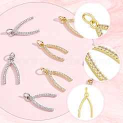 8Pcs 2 Colors Rack Plating Brass Micro Pave Cubic Zirconia Pendants&nbsp;KK-BBC0027-82