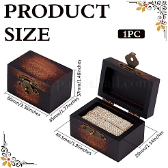 木とスポンジ鉄の直方体リングボックス  ココナッツブラウン  6x4.5x3.7cm&nbsp;CON-WH0200-07A