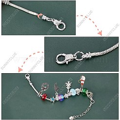 DIYのクリスマスブレスレット作りキット  合金のヨーロッパのビーズとぶら下がりチャームを含む  ガラスヨーロピアンビーズ  真鍮製のブレスレット作り  ミックスカラー  ブレスレット作り：約6-3/4インチ（170mm）  2個/箱&nbsp;DIY-SC0018-84