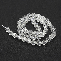 天然石クオーツクリスタルビーズ連売り  水晶  スターカットラウンドビーズ  多面カット  7~8mm  穴：1mm  約48~50個/連  14.9~15.1インチ（38~38.5cm）&nbsp;G-F523-46-8mm