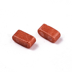 Fgb2穴ガラスシードビーズ  焼き付け塗料  長方形  ファイヤーブリック  4.5~5.5x2x2~2.5mm  穴：0.5~0.8mm  約250個/10g&nbsp;X-SEED-S031-M-SH1005F