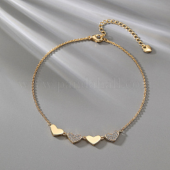 Brass 4 Heart Link Chain Minimalist Anklets for Women and Girls&nbsp;YO8266
