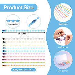 200Pcs 10 Colors Iron Ball Chain&nbsp;CH-TA0001-07